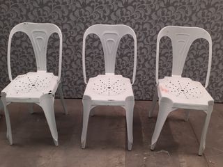 3 Sillas Vintage Blancas Metal, las 3 sillas 70 €