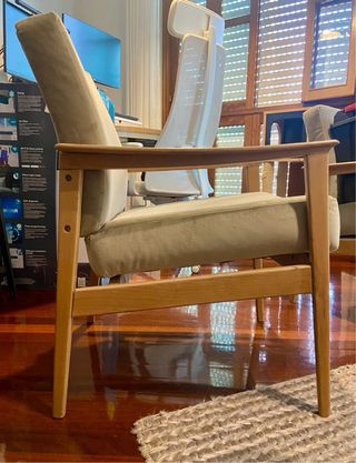 butaca años 60 - beige/madera Haya