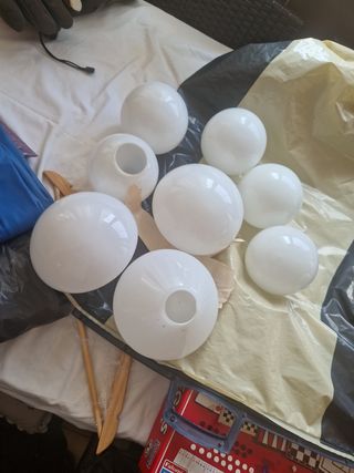 6 Focos vintage de cristal, 3 de un modelo y otros