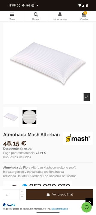 - ¡NUEVA! - Almohada Mash Allerban