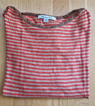 Camiseta Massimo Dutti rayas marrón-rojo T-13-14