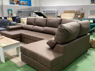 Sofá rinconera chaise longue amplia marrón NUEVO