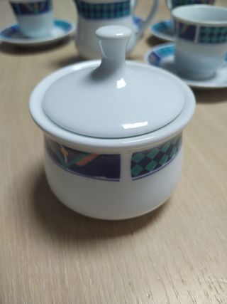 Juego café porcelana azul-blanco