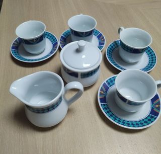 Juego café porcelana azul-blanco