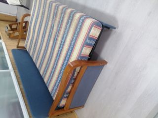 Sofá cama pino - beige y azul