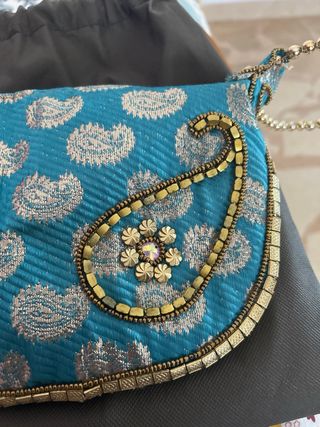 Bolso fiesta turquesa con dorado