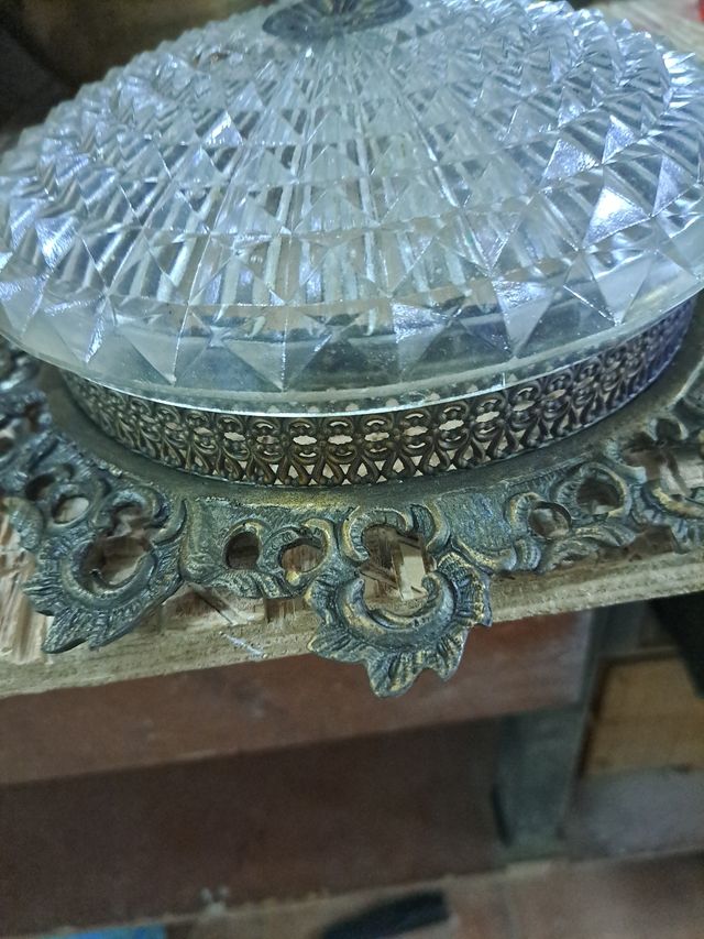 Tulipa cristal antigua tallado 20cm  de diámetro