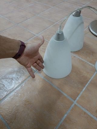 Lampara colgante 3 luces - metal y vidrio