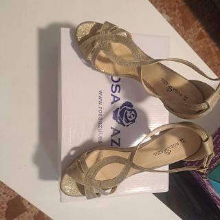 Zapatos Rosa Azul dorados 37