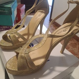 Zapatos Rosa Azul dorados 37