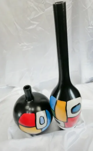 Coppia Vasi Design Modernariato-Stile Mondrian