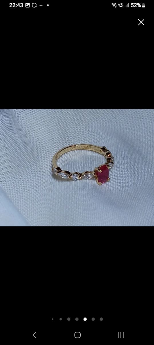 Anillo oro rubí y diamantes