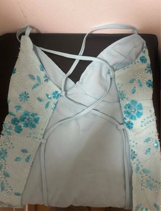 Top azul lentejuelas espalda abierta ajustable