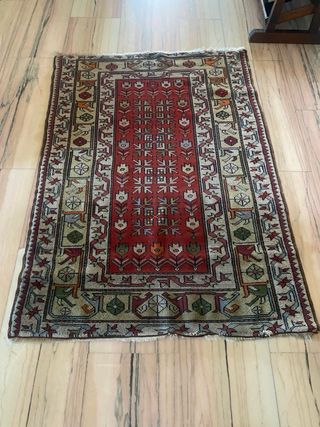 Tappeto vintage lana rosso beige