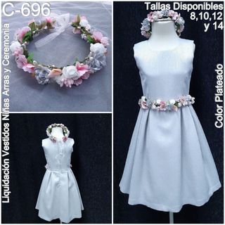Vestido Niña Plateada Arras Boda Vs tallas