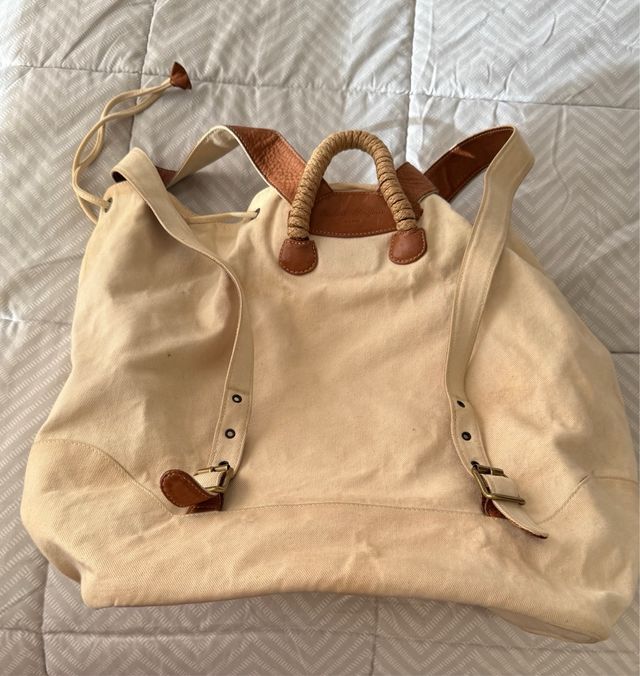 Mochila Robert Clergerie –lona y cuero, vintage