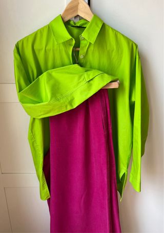 Camisa Massimo Dutti verde pistacho 