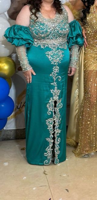 Vestido fiesta largo turquesa