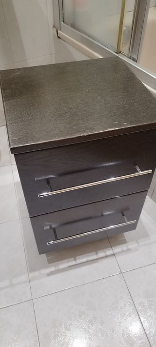 Conjunto baño: espejo+armario pared+cajonera rueda