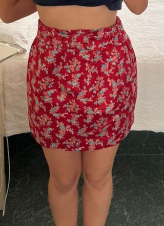 Mini Falda Roja Flores