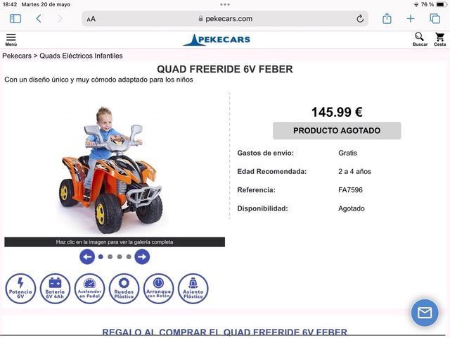 Quad eléctrico infantil Feber Freeride 6V