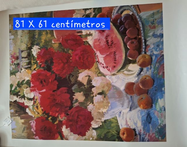 Lámina Bodegón: Frutas y Flores