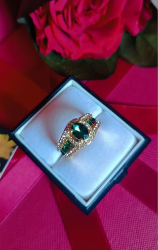 Anello oro verde smeraldo tg 16,5