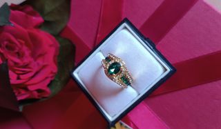 Anello oro verde smeraldo tg 16,5