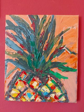 Quadro ananas acrilico multicolor