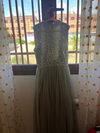 Vestido fiesta verde azulado 