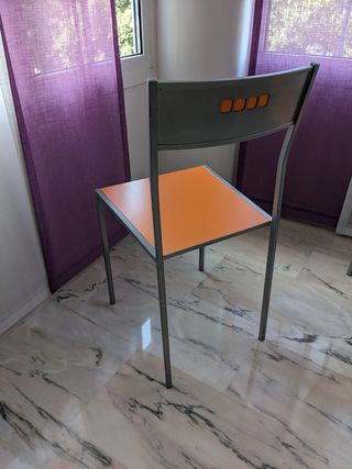 2 Sillas + 2 Taburetes cocina naranja