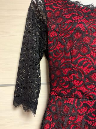 Vestido encaje rojo-negro