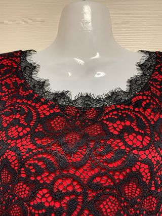Vestido encaje rojo-negro