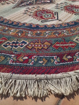 Alfombra redonda lana - beige, roja