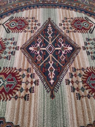 Alfombra redonda lana - beige, roja