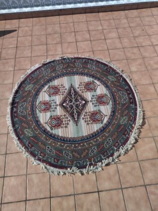 Alfombra redonda lana - beige, roja