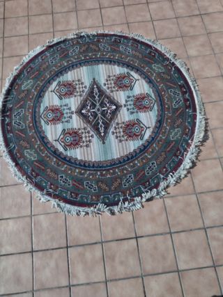 Alfombra redonda lana - beige, roja