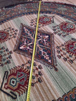 Alfombra redonda lana - beige, roja