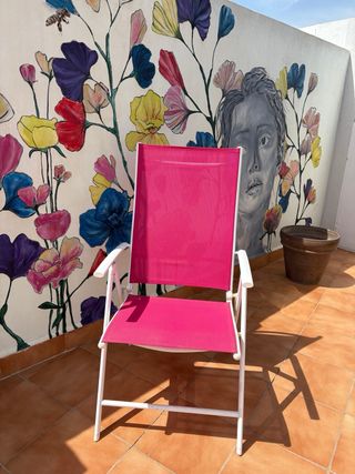 Sillón plegable exterior rosa