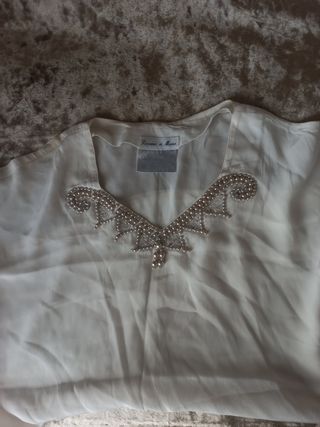 Top seta ricamato perle multicolor