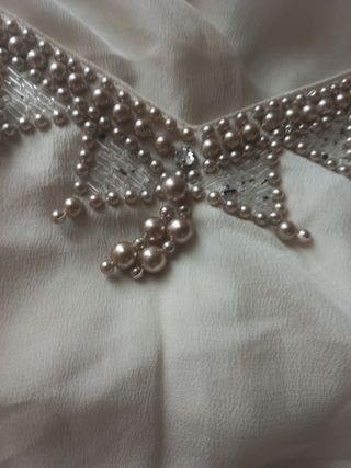 Top seta ricamato perle multicolor