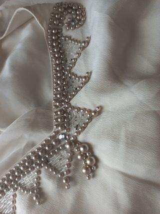 Top seta ricamato perle multicolor