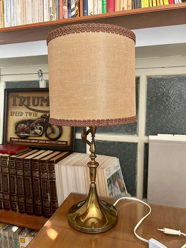 Lampada da Tavolo Vintage in Ottone pieno Anni '70