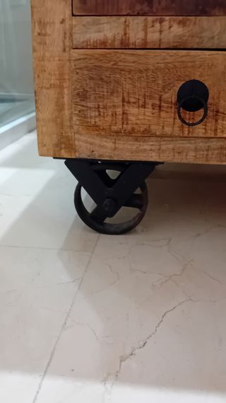 Mueble auxiliar madera rústica con ruedas