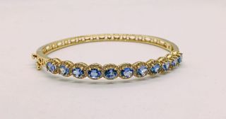 Pulsera Tanzanita Natural plata 925 laminada oro 