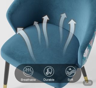 Silla terciopelo azul moderna