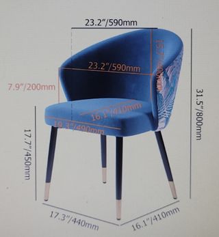 Silla terciopelo azul moderna