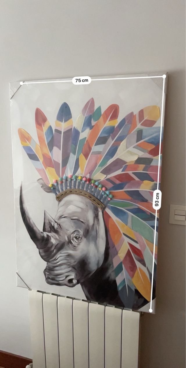 Cuadro rinoceronte multicolor 75x100cm