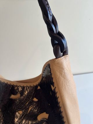 Bolso piel beige y marrón