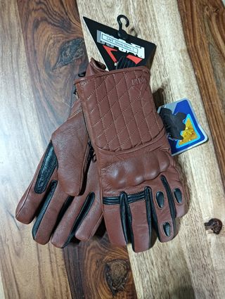 Guantes moto cuero café By City S